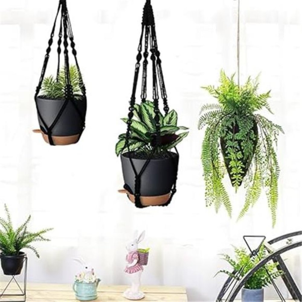 3 Pack Self Watering Hanging Planters Macrame - Picture 4 of 6